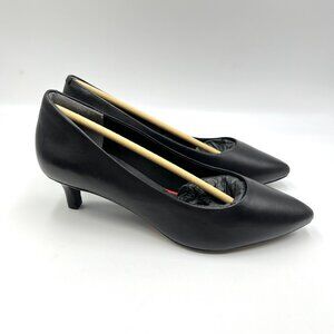 Rockport‎ Womens Size 6.5 Kalila Black Leather Low Kitten Heels Pumps Shoes